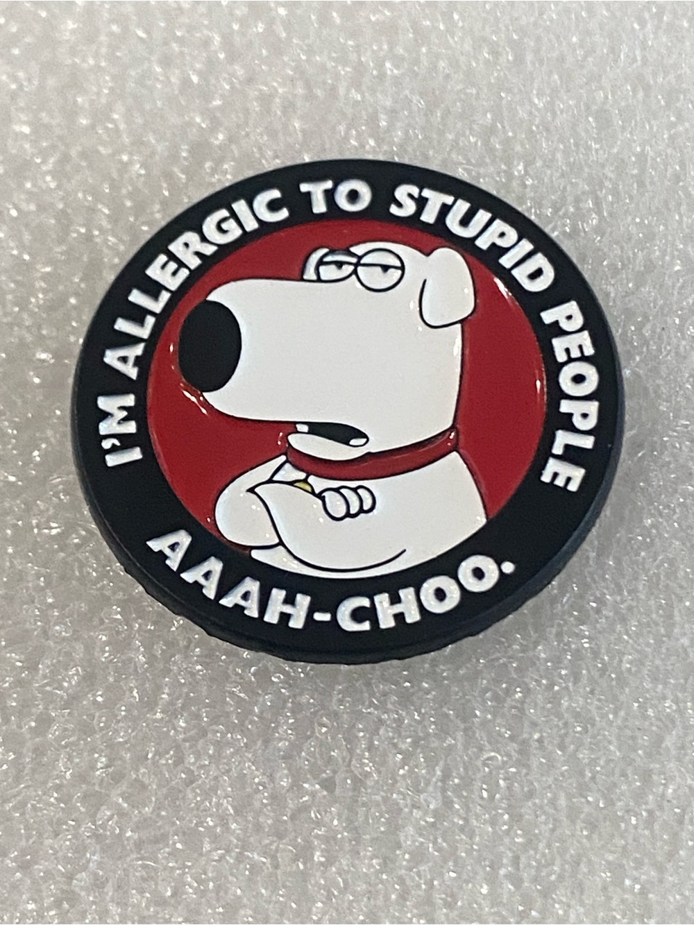 Brian Griffin Enamel Pin – White & Red Cartoon Dog